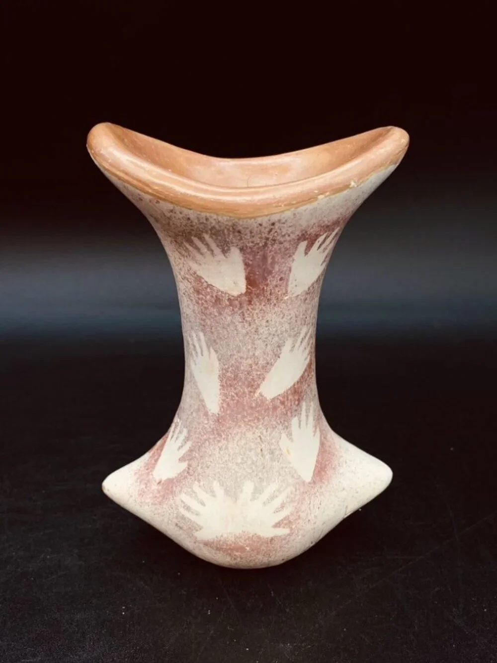 Farota Solomon Pottery With Cave Drawing Hands Native Style Vase 5”